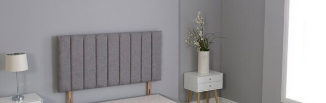"Charcoal Grey Linen 9 Panel Headboard Grey 3FT Single 20""inch Headboard"