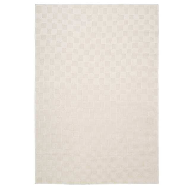 KUKOON Retro Checkerboard Plush Pile Cream Beige Living Room Area Rug 280cm x 380cm