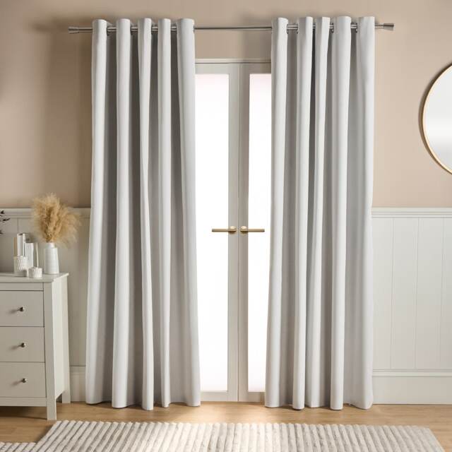 OHS Woven Textured Blackout Eyelet Curtains - 66x90 inch Cream