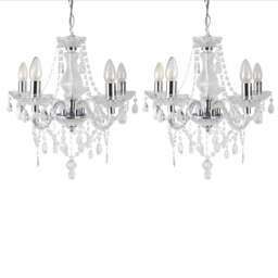 Set of 2 Clear and Chrome Marie Therese Style 5 x 40W Chandelier Clear Chrome 2