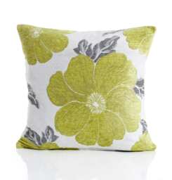 Poppy Chenille 45cm x 45cm Lime Cushion Set of 4 Green Cream & Grey 45cm x 45cm x 10cm 4
