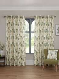 Bamford - Fully Lined Abstract Curtains - Eyelet - Polycotton (Fennel, 90'' x 90'' - 229cm x 229cm (Pair)) Green Fennel (W) 228cm x (L) 228cm
