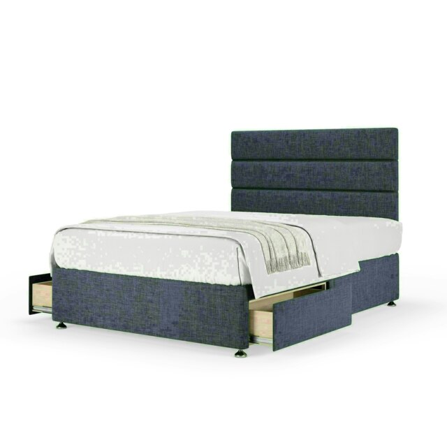 Midnight Linen 2 Drawer Divan Base and Milan Headboard King Size