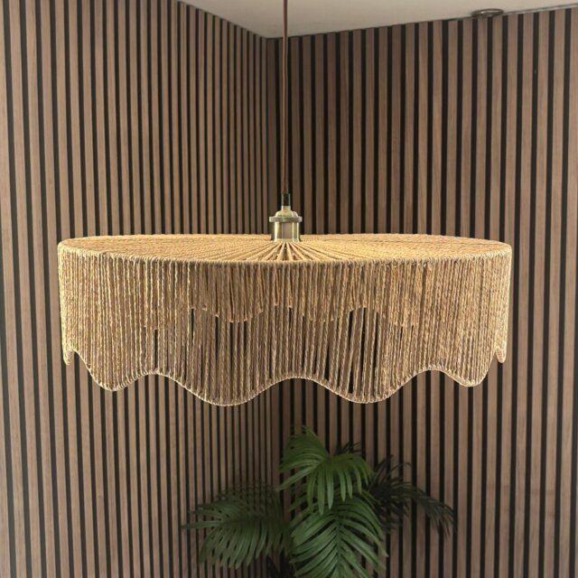 CGC Francesca Large 60cm Natural String Round Scallop Woven Easy-Fit Lampshade