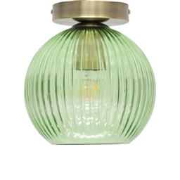 Betchley - Green Glass Globe Antique Brass Ceiling Light Fitting