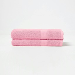 Homescapes Turkish Cotton Bath Towel Set of 2 - Pink Pink Bath towel 2