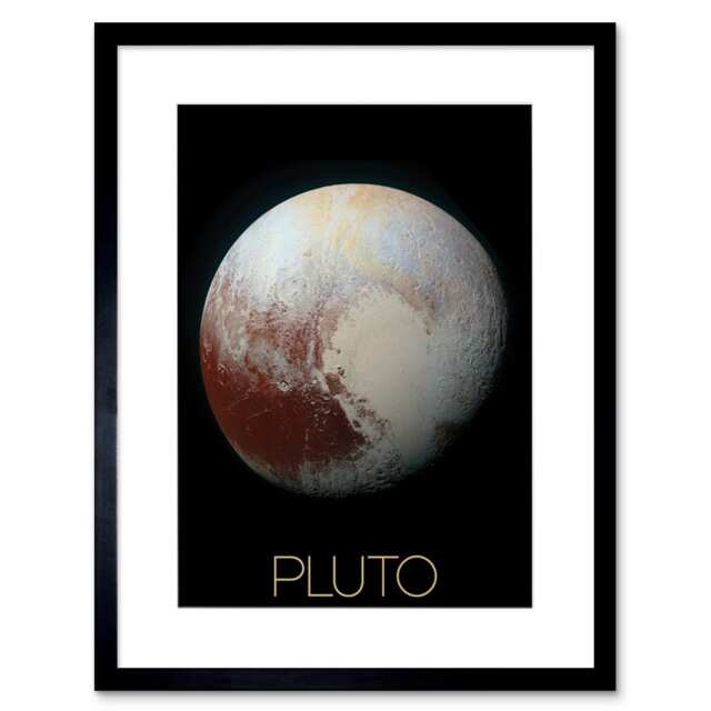 "NASA Our Solar System Pluto New Horizons Enhanced Colour 9x7"" Black Framed Wall Art Print"