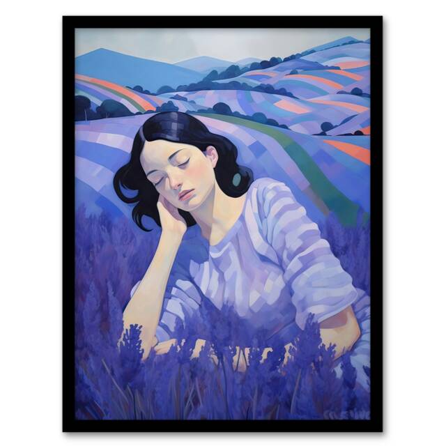 Dream of Lavender Flower Purple Violet Bedroom Black Framed Wall Art Print A4