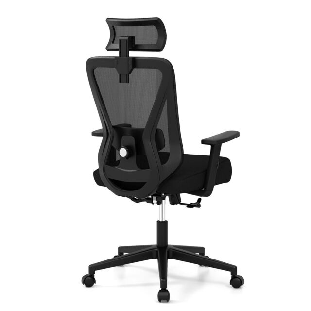 COSTWAY Adjustable Swivel Task Chair Rocking Mesh Black