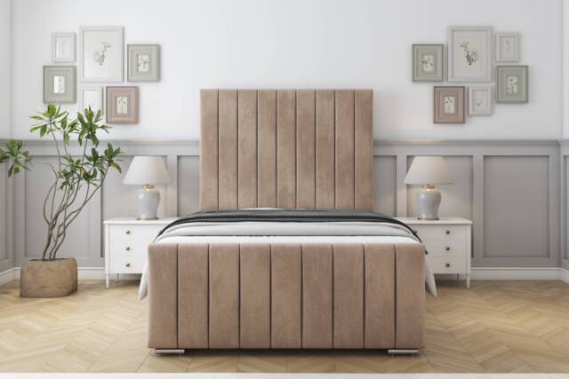 "Sloomy California Mink Naples Bed Frame With 50"" Upholstered Headboard 6' Super King"