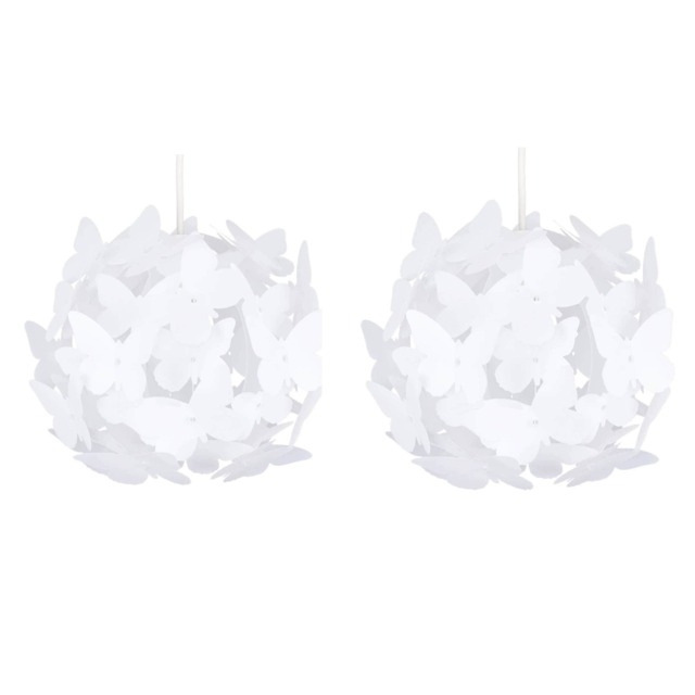 ValueLights Butterfly Ball Pair White Ceiling Pendant Shades