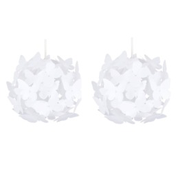 ValueLights Butterfly Ball Pair White Ceiling Pendant Shades