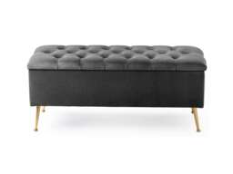 180cm Amara Chesterfield Ottoman Storage Bench - Plush Velvet Shoes Bench - Steel Grey Upholstery Footstool Storage with Legs
