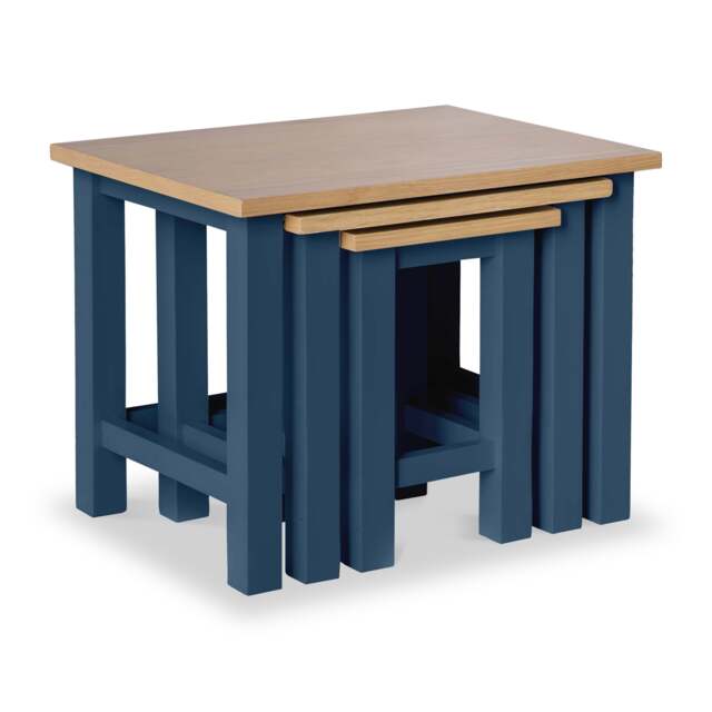 Farro Navy Blue Nest of 3 Tables - Fully Assembled - By Roseland Furniture