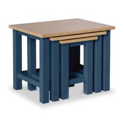 Farro Navy Blue Nest of 3 Tables - Fully Assembled - By Roseland Furniture