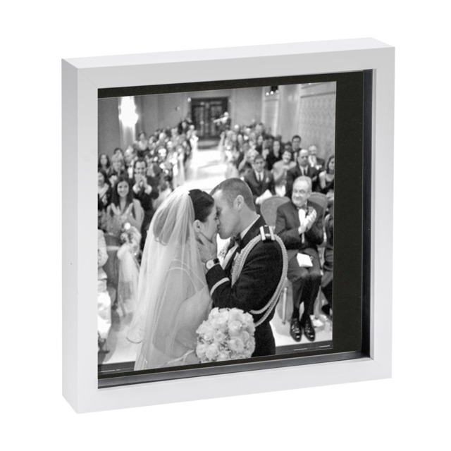 "Nicola Spring 10 x 10"" Photo Frame - White/Black Mount - 3D Photo Frame Picture Frame Box Portrait Display Case (53 x 53cm)"