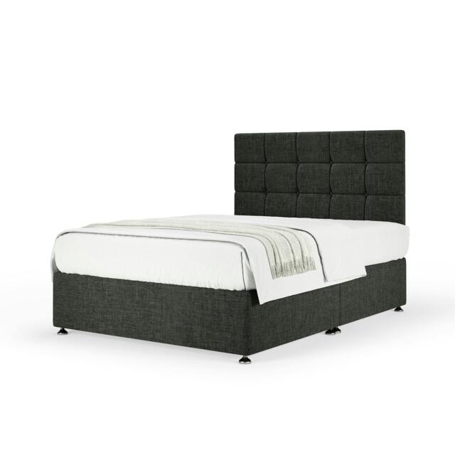 Memory Maestro Memory Foam Charcoal Linen Divan Set And Pearl Headboard Small Single
