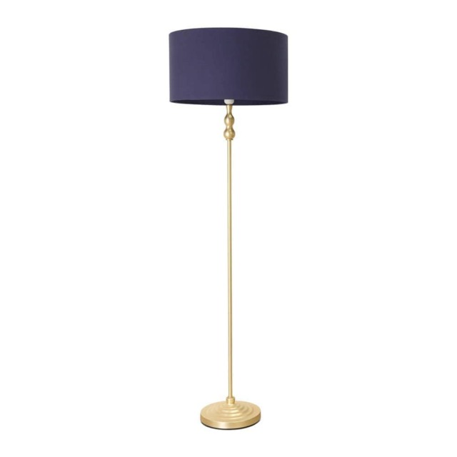ValueLights Maggie Gold Candlestick Floor Lamp Navy Shade and Bulb