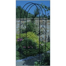 York Scroll Small Rose Arch - Solid Steel - L305 x W1067 x H2134 mm - Powder Coated Black Black 1