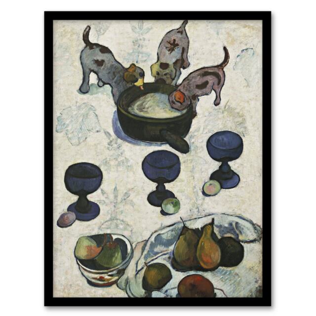 Paul Gauguin Still Life with Three Puppies Framed Wall Art Picture Print A4