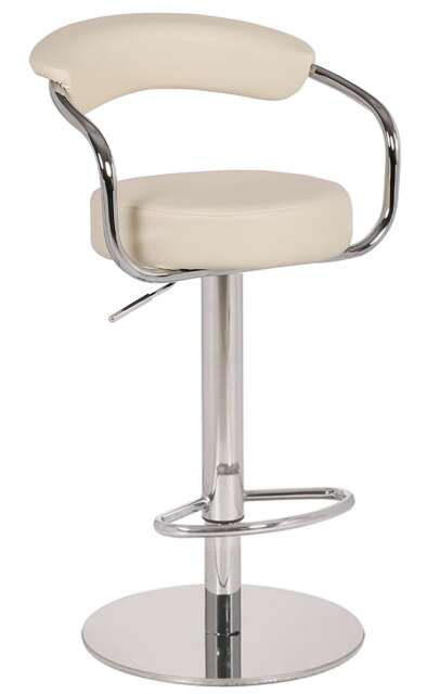 Zenith Deluxe Kitchen Bar Stool, Footrest, Height Adjustable Swivel Gas Lift, Home Bar & Breakfast Barstool, Faux-Leather, Cream