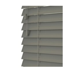 50cm Smooth Grey Faux Wood Venetian Blinds with String (120cm Drop) Grey Grey