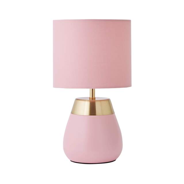 ValueLights Hurst Pink Touch Touch Table Lamp Drum Shade & Bulb Pink