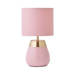 ValueLights Hurst Pink Touch Touch Table Lamp Drum Shade & Bulb Pink