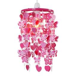 ValueLights Spotted Butterfly 2 Tier Pink Children's Pendant Shade