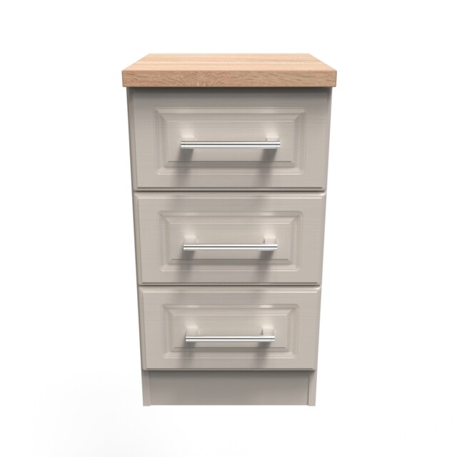 Norfolk 3 Drawer Bedside Cabinet in Kashmir Ash & Modern Oak (Ready Assembled) Cream Kashmir Ash & Modern Oak