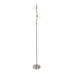 Lyric Floor Lamp Brushed Steel with Opal White Glass 3xG9