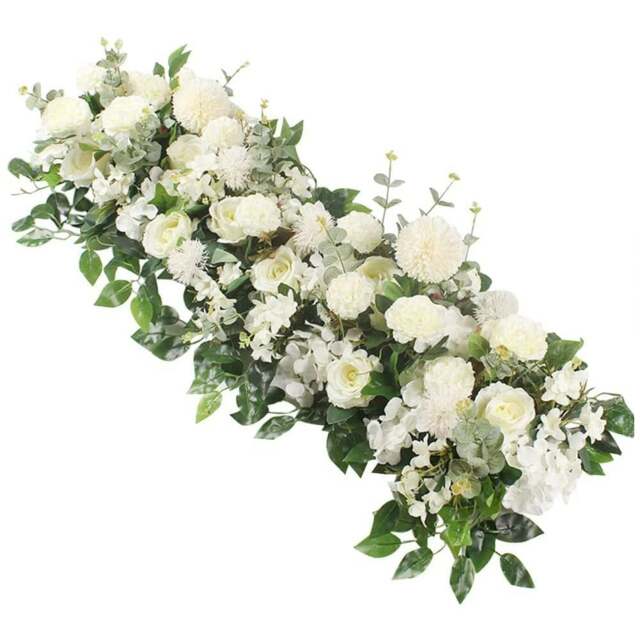 Living and Home White Rose Wreath Garland for Wedding