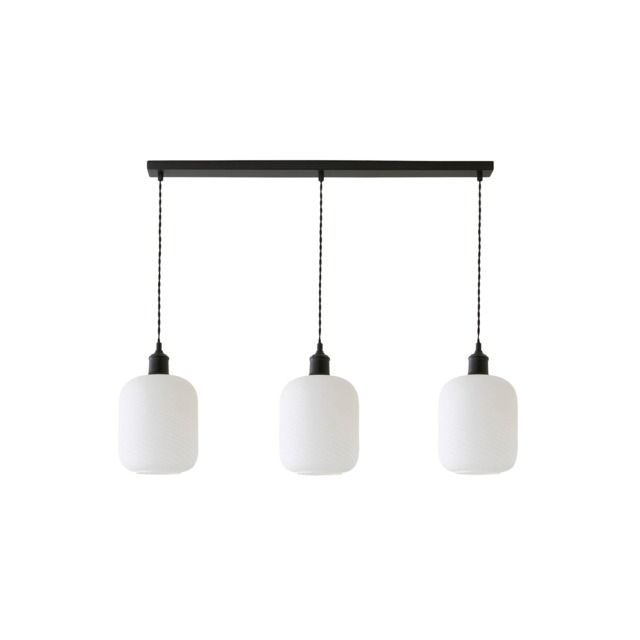 ValueLights Emery Frosted Swirl Shades Black 3 Drop Ceiling Light Black Frosted