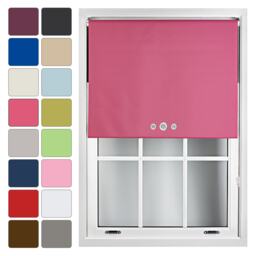 FURNISHED Blackout Roller Blinds with Triple Round Eyelets Cut to Size Easy Fit Window Shade Pink Fuchsia (W) 60cm x (L) 165cm