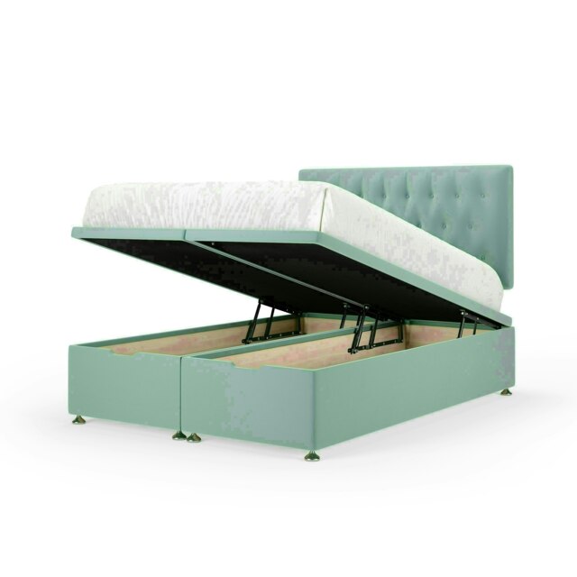 Duckegg Plush Velvet Ottoman Base and Lona Headboard Single Multi