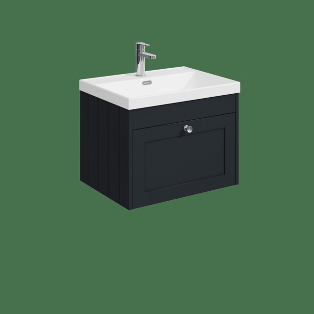 Balterley Wall Hung 1 Drawer Unit with Thin Edge Basin 1 Tap Hole Grey 431 x 600 x 453mm