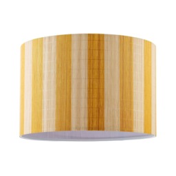 Shabby Chic Natural Brown Bamboo Lamp Shade with Mustard Ochre Stripes