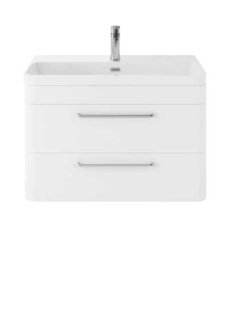 Balterley Wall Hung 2 Drawer Vanity Unit with Ceramic Basin White Pure White 562 x 810 x 460mm