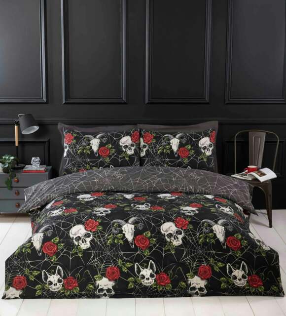 Skulls and Roses Duvet Cover Set - Single