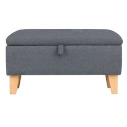 Living and Home Linen Upholstered Storage Ottoman - Dark Grey -71cm