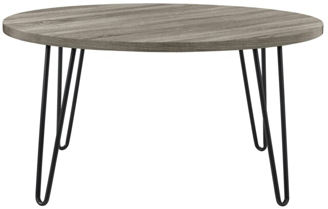 Owen Retro Round Coffee Table in Distressed Grey Oak Grey Grey Oak