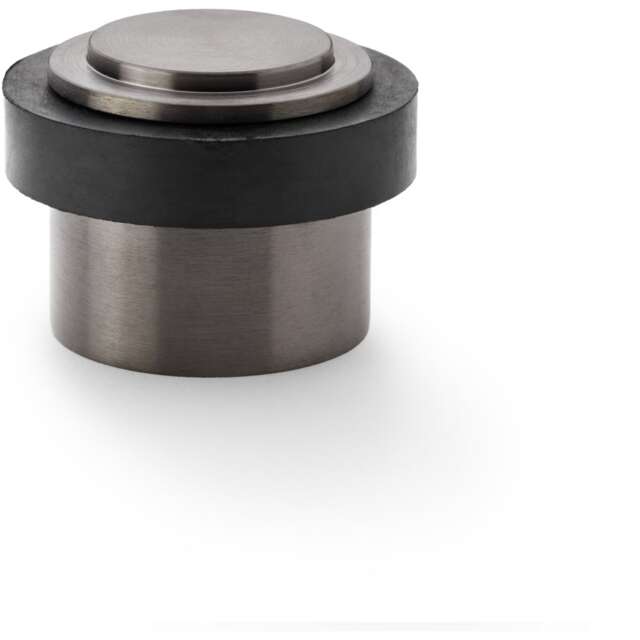 Rubber Tip Floor Mounted Doorstop - Dark Bronze 50mm Diameter Round Door