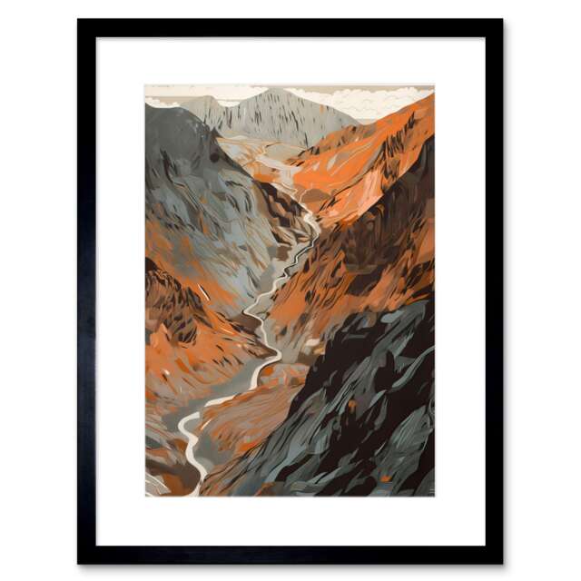 "Scafell Pike Hiking Trail Mountain Landscape 9x7"" Black Framed Wall Art Print"