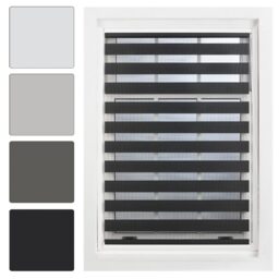 FURNISHED Day and Night Roller Blinds Zebra Window Shades Made to Measure (W)120cm x (L)210cm Black Black (W) 120cm x (L) 210cm