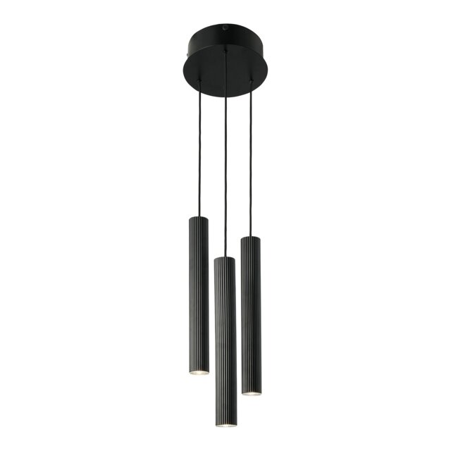Nordlux Vico Indoor Pendant Light Black Metal GU10 Ribbed - Mains Powered, IP20