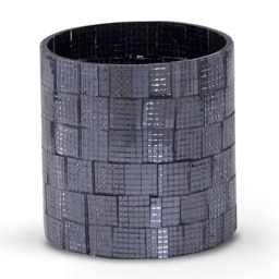 Homescapes Mosaic Glass Wind Light Candle Holder, Glass and Polished Steel Base