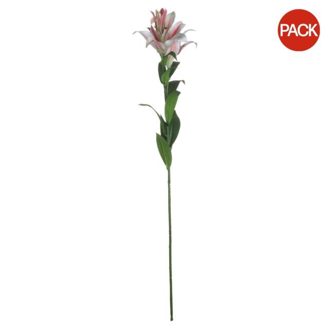 Hill Interiors Stargazer Lily Artificial Flower (Pack of 1) - White/Pink - One Size