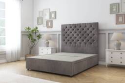 Sloomy Mayfair Slate Naples Divan Bed Base No Drawers With 54 Inch Floor Standing Headboard Grey Slate Super King 1