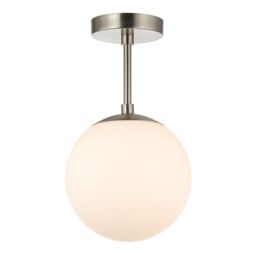 Traditional Glass Globe IP44 Bathroom Ceiling Light Fixture in Satin Nickel Silver Satin Nickel 1