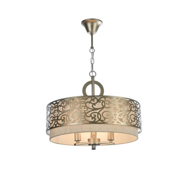 Venera Cylindrical Ceiling Pendant Lamp Brass, 3 Light, E14